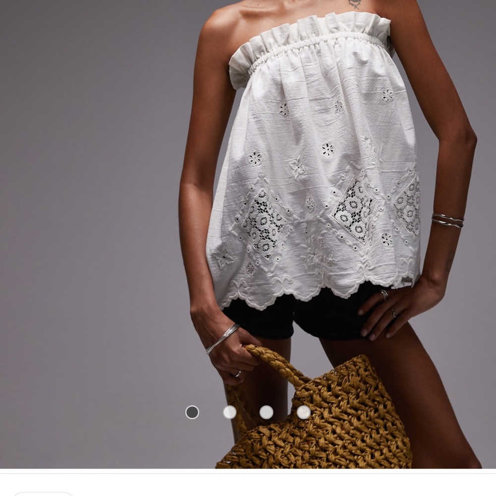 ASOS White Strapless Eyelet Blouse